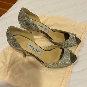 Jimmy Choo Glitter Peep Toe - Champagne